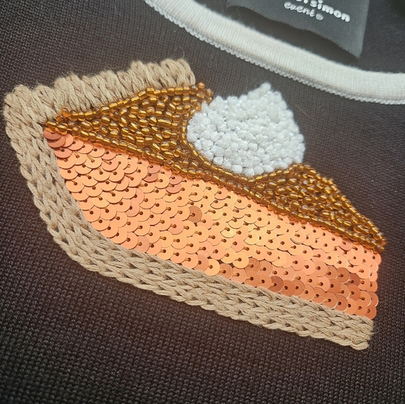 Michael Simon Event Women's Medium Pumpkin Pie Sweater Sequins Beads - Picture 4 of 14